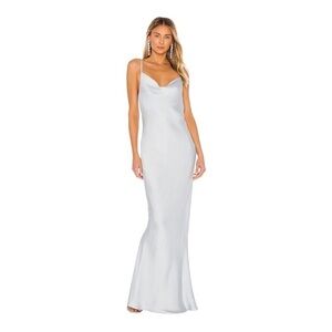 NEW Shona Joy Maxi Slip Dress Bias Cowl Neck Long Evening Gown In Cloud EUR 40